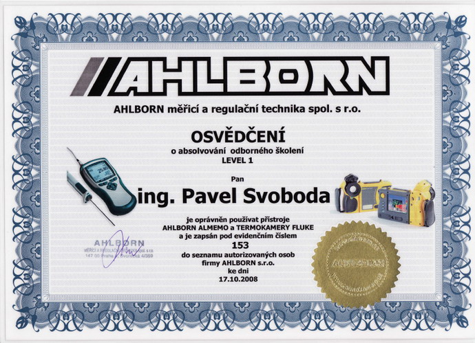 Certifikát AHLBORN