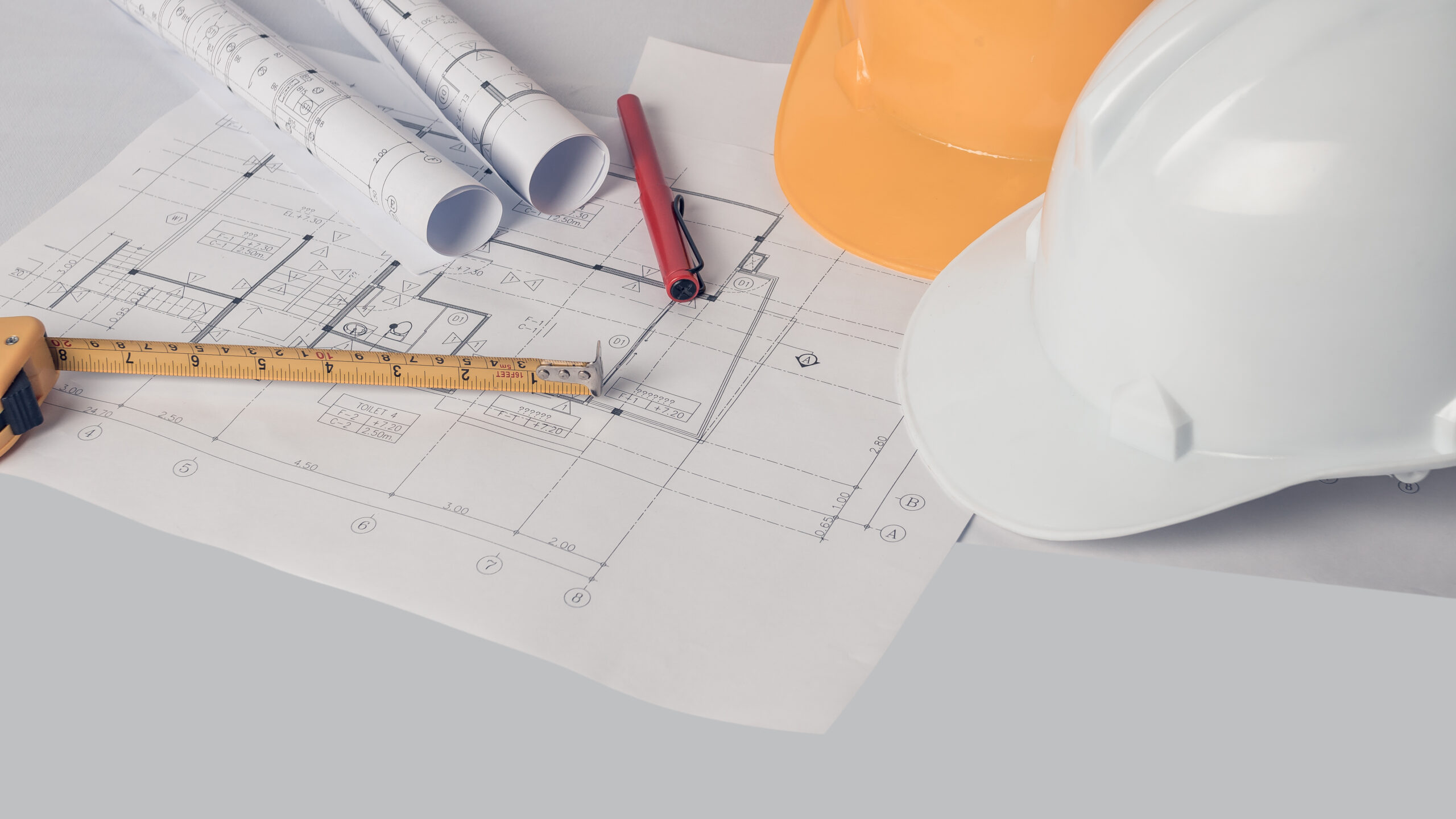 Architect, engineer concept, Represents the working style of architects, engineers With construction drawings